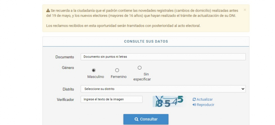 Ya se puede consultar el padrón definitivo para las elecciones legislativas