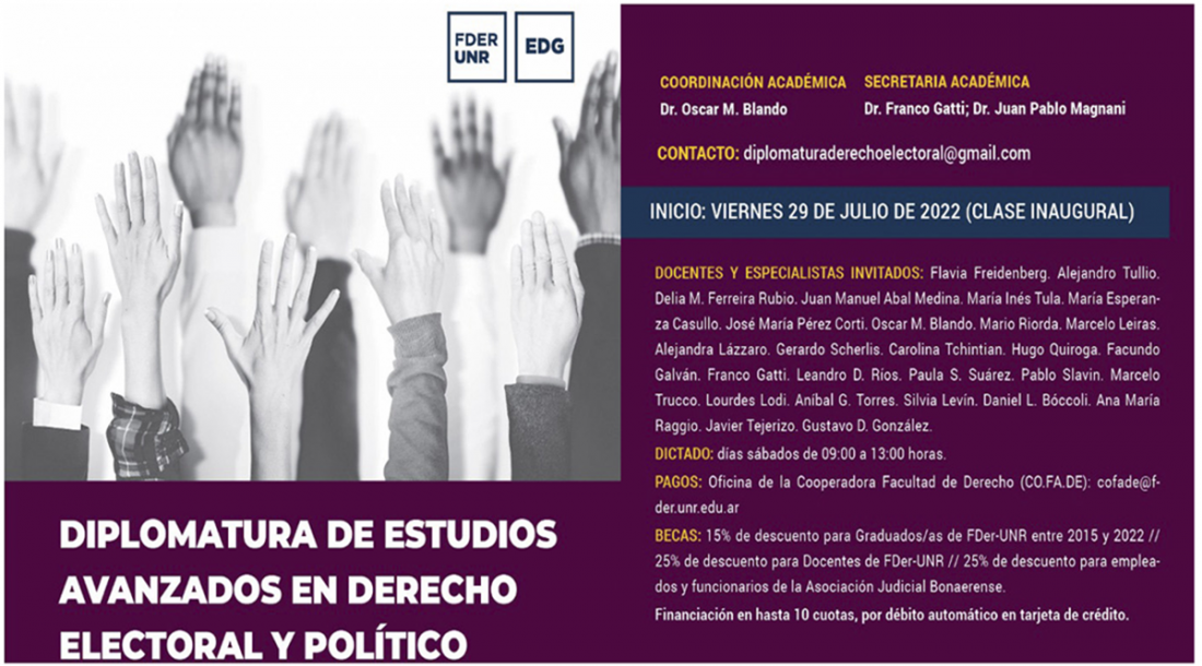 Se encuentra abierta la inscripción para la Diplomatura de Estudios avanzados en Derecho Electoral y Político 