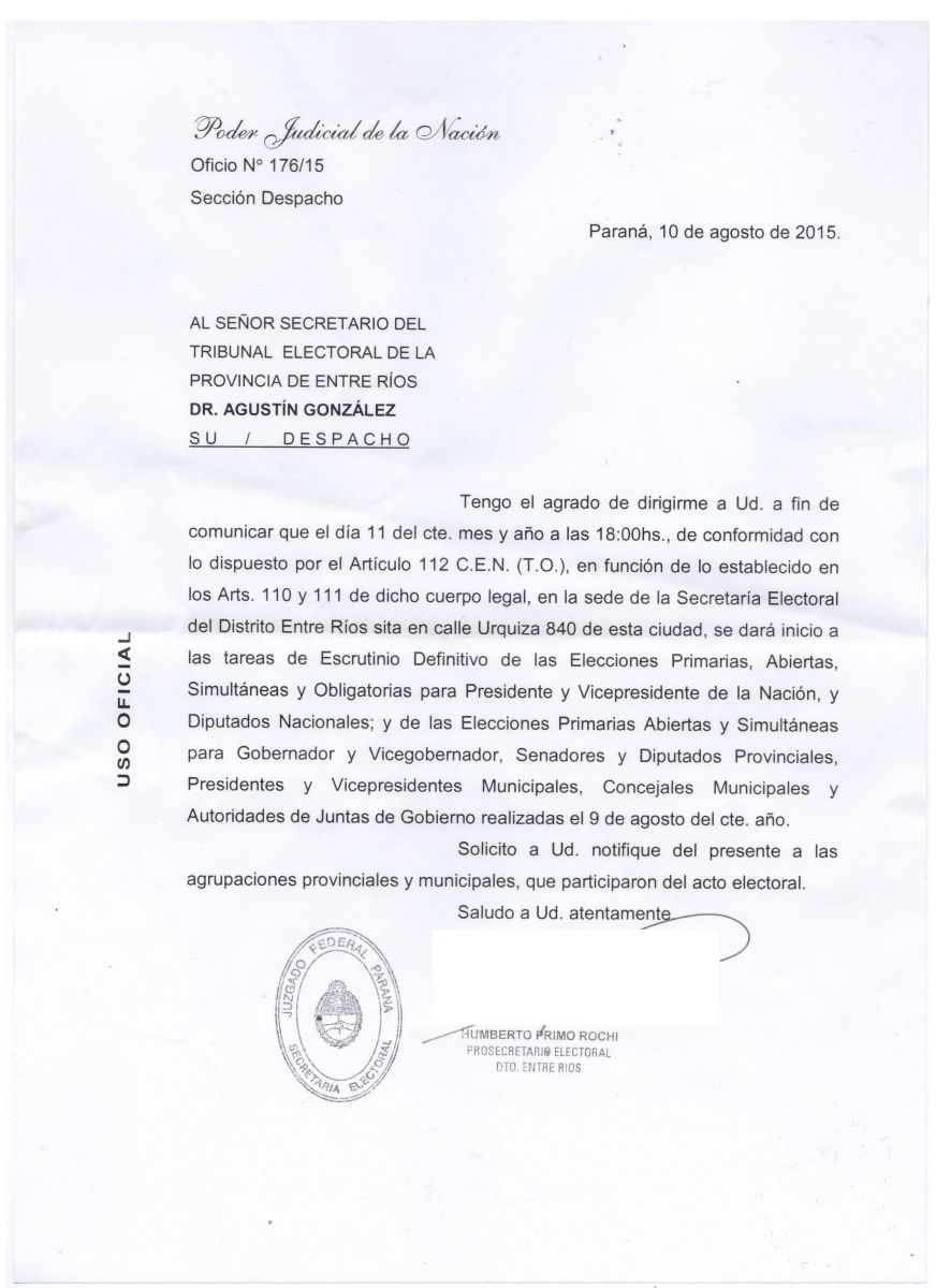 OFICIO 176/15